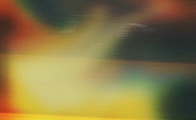 grainy colorful warm green orange light leaks on black background with dust texture. abstract damaged scratched retro film analog effect for using over photos as overlay or screen filter