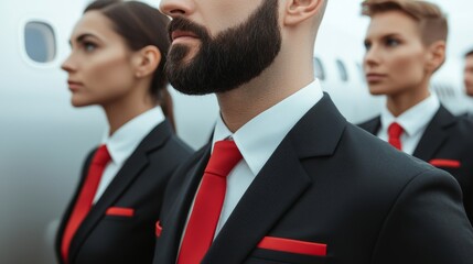Fototapeta premium Airline Crew Preparing for Flight in Uniforms