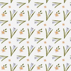 Easter watercolor pattern with flowers in a seamless design for holiday décor