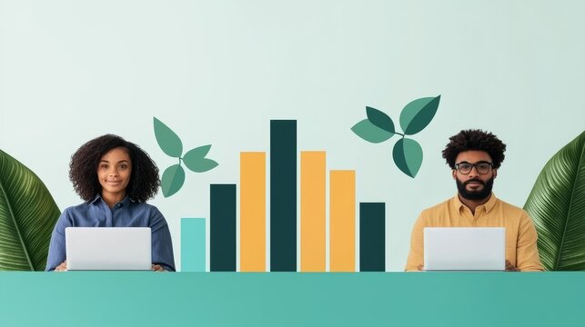 Multiracial Professionals Analyzing Data Infographic