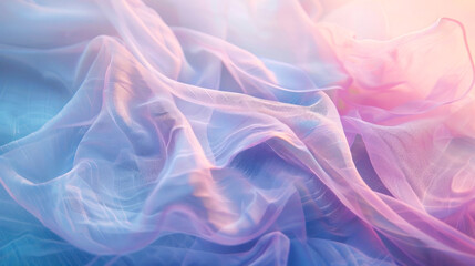 Fototapeta premium Ethereal waves of blue fabric create a dreamy, tranquil ambiance, converging art with elegance