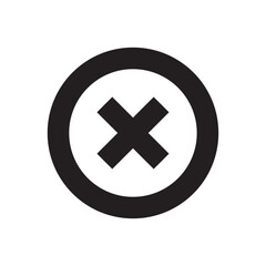 Incorrect icon with cross mark inside a circle for error or rejection