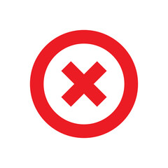 Rejected icon with red circle and cross mark for denial or disapproval