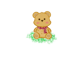teddy bear with scarf.