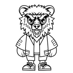 Mascot character design cartoon of bear outline
