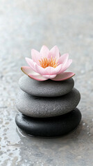 zen stones and flower