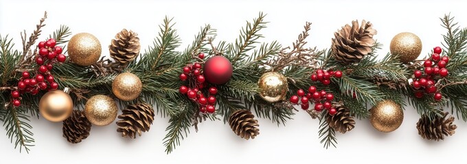 Christmas garland decorations isolated on a white back