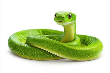Fototapeta premium Green snake full-body photorealistic isolated