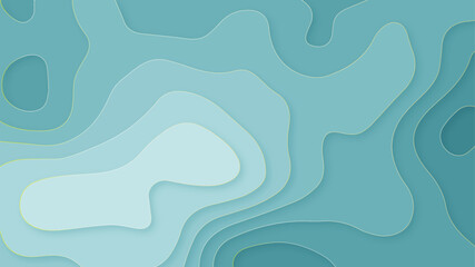 Abstract blue gradient wavy papercut with overlap layers background. Realistic papercut blue gradient layer background for decoration and covering.