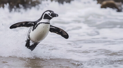 Naklejka premium Penguin Awareness Day. penguins in the wild