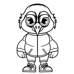 Mascot character design cartoon of penguin outline