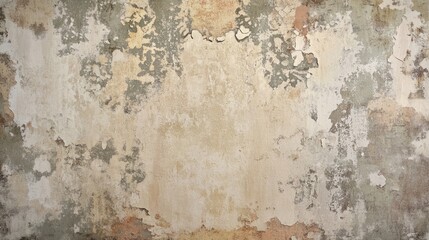 Vintage wallpaper with peeling corners and faded pattern, realistic texture