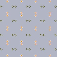 Colorful watercolor pattern of flowers on a soft blue background for holiday decorations