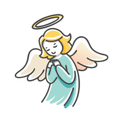 angel Illustration, christmas vector illustration - flat illustration of aangel, symbolizing holiday celebrations. christmas illustration.