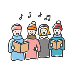 carolers singing Illustration, christmas vector illustration - flat illustration of acarolers singing, symbolizing holiday celebrations. christmas illustration.