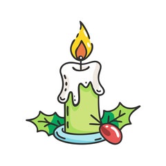 christmas candle Illustration, christmas vector illustration - flat illustration of achristmas candle, symbolizing holiday celebrations. christmas illustration.