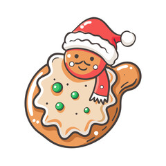christmas cookie Illustration, christmas vector illustration - flat illustration of achristmas cookie, symbolizing holiday celebrations. christmas illustration.