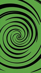 Fototapeta premium Black Spiral pattern hand drawn design on Green background illustration