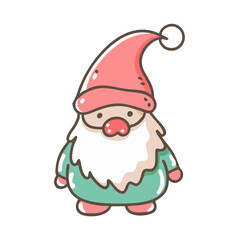 christmas gnome Illustration, christmas vector illustration - flat illustration of achristmas gnome, symbolizing holiday celebrations. christmas illustration.