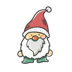christmas gnome Illustration, christmas vector illustration - flat illustration of achristmas gnome, symbolizing holiday celebrations. christmas illustration.