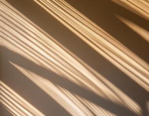Obraz premium Abstract Golden Hour Shadows of Window Blinds on a Smooth White Wall