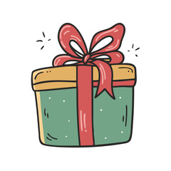 christmas present with ribbon Illustration, christmas vector illustration - flat illustration of achristmas present with ribbon, symbolizing holiday celebrations. christmas illustration.