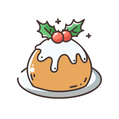 christmas pudding Illustration, christmas vector illustration - flat illustration of achristmas pudding, symbolizing holiday celebrations. christmas illustration.