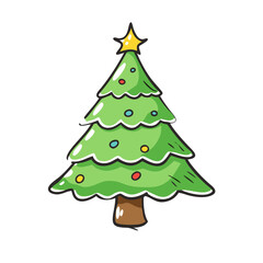 christmas tree Illustration, christmas vector illustration - flat illustration of achristmas tree, symbolizing holiday celebrations. christmas illustration.