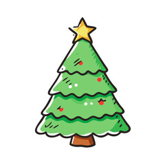 christmas tree Illustration, christmas vector illustration - flat illustration of achristmas tree, symbolizing holiday celebrations. christmas illustration.