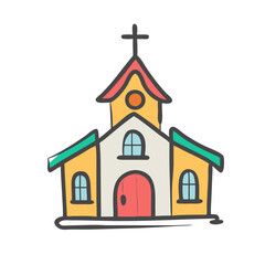 church Illustration, christmas vector illustration - flat illustration of achurch, symbolizing holiday celebrations. christmas illustration.