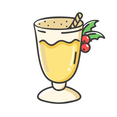 eggnog glass Illustration, christmas vector illustration - flat illustration of aeggnog glass, symbolizing holiday celebrations. christmas illustration.