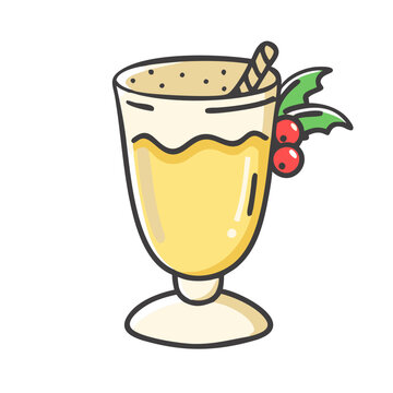 recommend clip art: eggnog glass Illustration, christmas vector illustration - flat illustration of aeggnog glass, symbolizing holiday celebrations. christmas illustration.