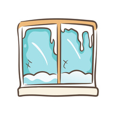 frosted window Illustration, christmas vector illustration - flat illustration of afrosted window, symbolizing holiday celebrations. christmas illustration.