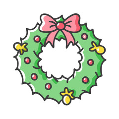 holly wreath Illustration, christmas vector illustration - flat illustration of aholly wreath, symbolizing holiday celebrations. christmas illustration.