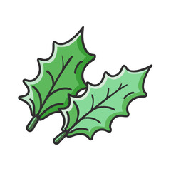 holly leaves Illustration, christmas vector illustration - flat illustration of aholly leaves, symbolizing holiday celebrations. christmas illustration.