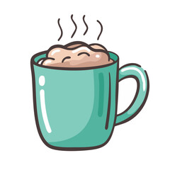 hot cocoa mug Illustration, christmas vector illustration - flat illustration of ahot cocoa mug, symbolizing holiday celebrations. christmas illustration.