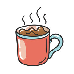hot cocoa mug Illustration, christmas vector illustration - flat illustration of ahot cocoa mug, symbolizing holiday celebrations. christmas illustration.