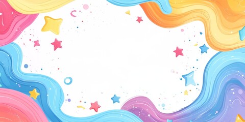 Whimsical Rainbow Waves Stars Confetti Fun Cartoon Background