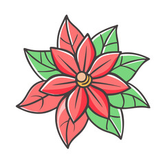 poinsettia flower Illustration, christmas vector illustration - flat illustration of apoinsettia flower, symbolizing holiday celebrations. christmas illustration.