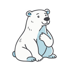 polar bear Illustration, christmas vector illustration - flat illustration of apolar bear, symbolizing holiday celebrations. christmas illustration.