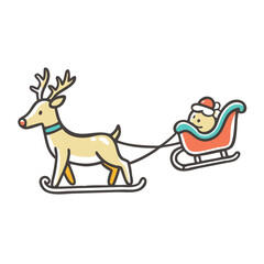 reindeer pulling sleigh Illustration, christmas vector illustration - flat illustration of areindeer pulling sleigh, symbolizing holiday celebrations. christmas illustration.