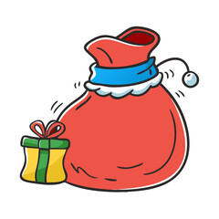 santa s sack Illustration, christmas vector illustration - flat illustration of asanta s sack, symbolizing holiday celebrations. christmas illustration.