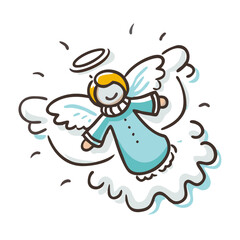 snow angel Illustration, christmas vector illustration - flat illustration of asnow angel, symbolizing holiday celebrations. christmas illustration.
