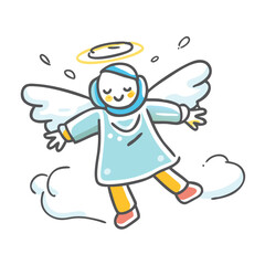 snow angel Illustration, christmas vector illustration - flat illustration of asnow angel, symbolizing holiday celebrations. christmas illustration.