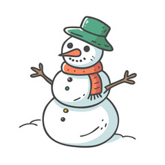 snowman Illustration, christmas vector illustration - flat illustration of asnowman, symbolizing holiday celebrations. christmas illustration.