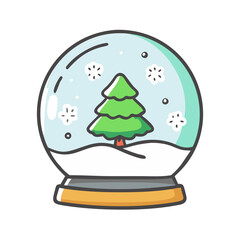 snow globe Illustration, christmas vector illustration - flat illustration of asnow globe, symbolizing holiday celebrations. christmas illustration.