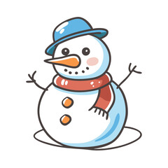 snowman Illustration, christmas vector illustration - flat illustration of asnowman, symbolizing holiday celebrations. christmas illustration.