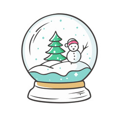 snow globe Illustration, christmas vector illustration - flat illustration of asnow globe, symbolizing holiday celebrations. christmas illustration.