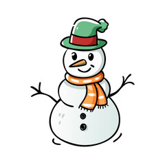 snowman Illustration, christmas vector illustration - flat illustration of asnowman, symbolizing holiday celebrations. christmas illustration.
