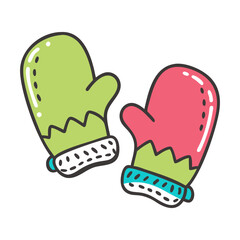 winter mittens Illustration, christmas vector illustration - flat illustration of awinter mittens, symbolizing holiday celebrations. christmas illustration.